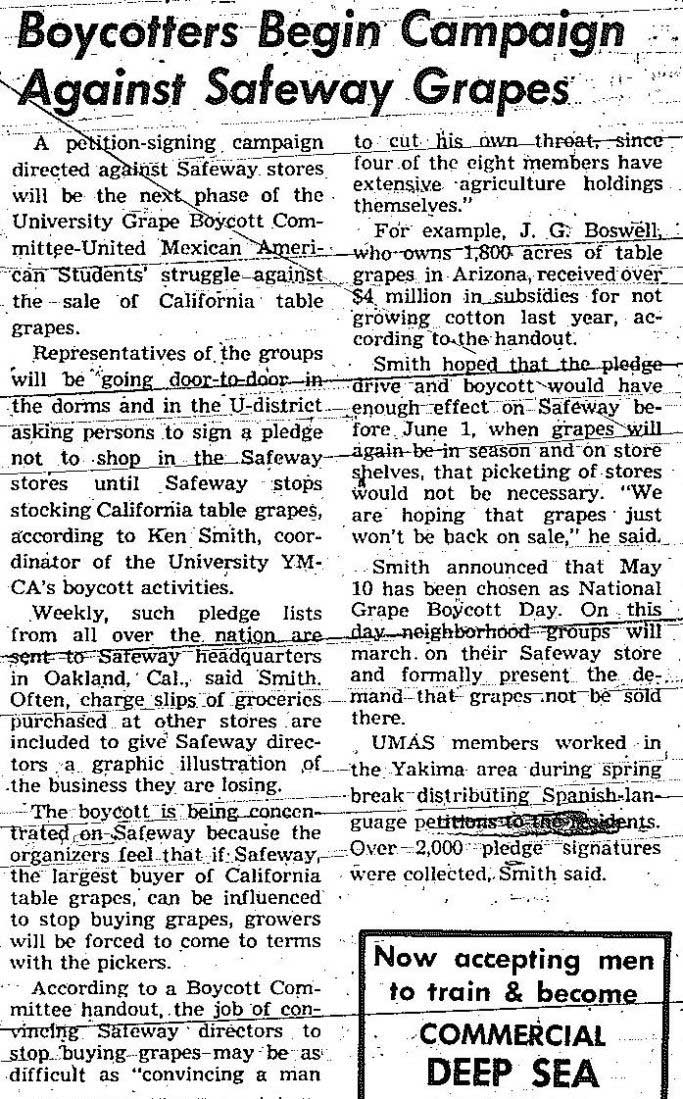 Farmworkers and Grape Boycott News Coverage Seattle Civil Rights and